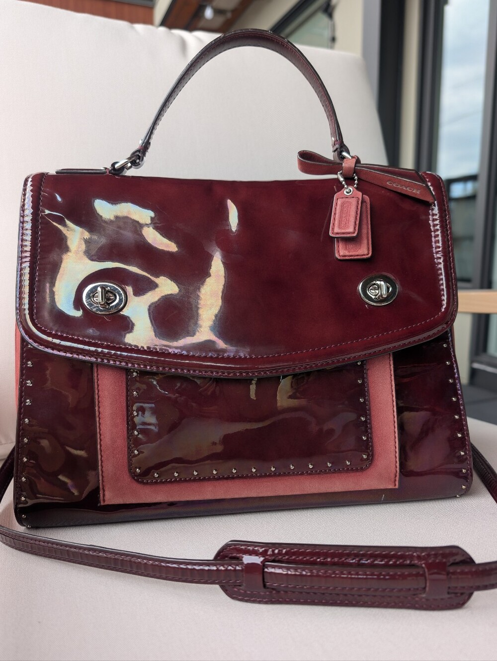 Rare Coach Poppy Editorial Victoria Satchel Style 26430 Burgundy